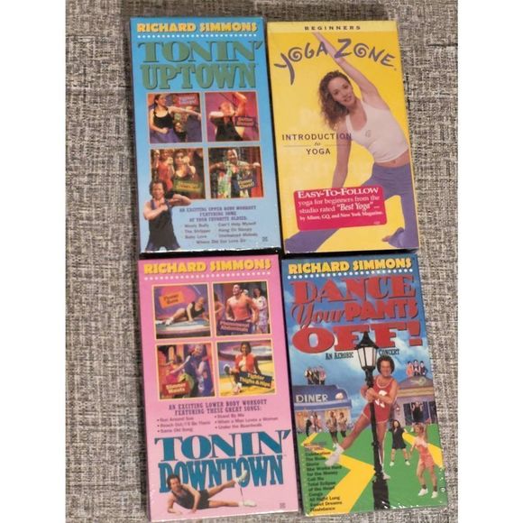 Lot 4 Exercise VHS Tapes Richard Simmons and yoga Brand-new Sealed Unopened NWT - Picture 1 of 2